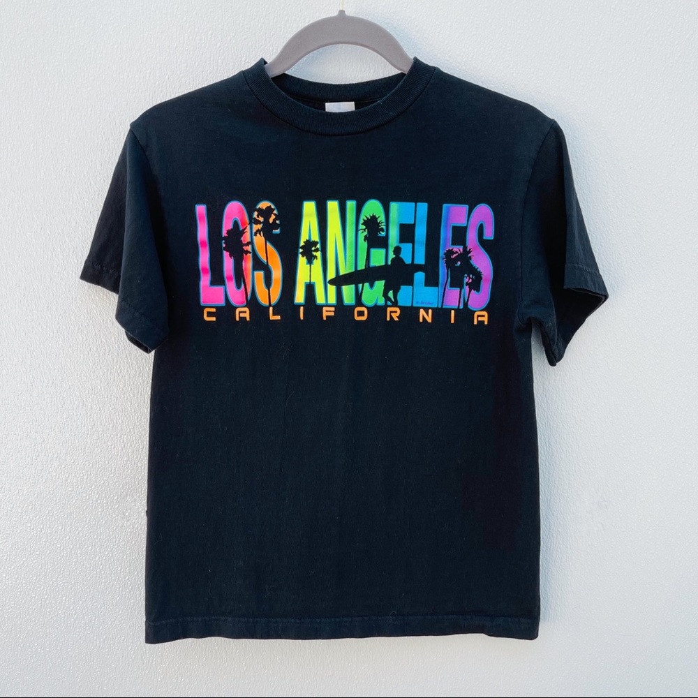 Los Angeles tshirt small black neon colors Y2k 90s